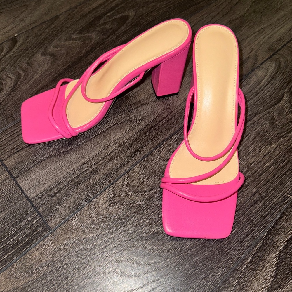 LIKE NEW Pink Strappy High Heel Sandals